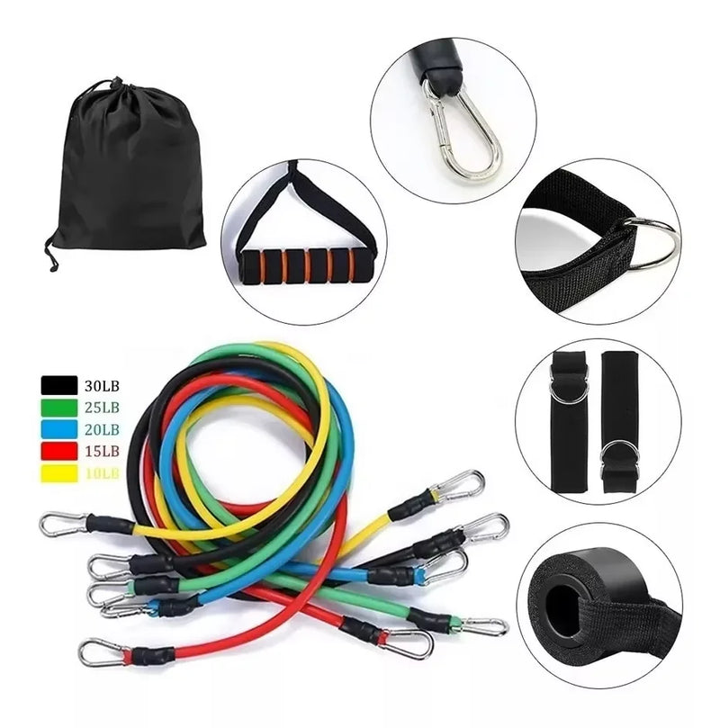 Kit 11 Elásticos Extensores Treino Funcional Academia Ginástica Ginástica Fitness Exercícios Fitness Desenvolvimento Muscular