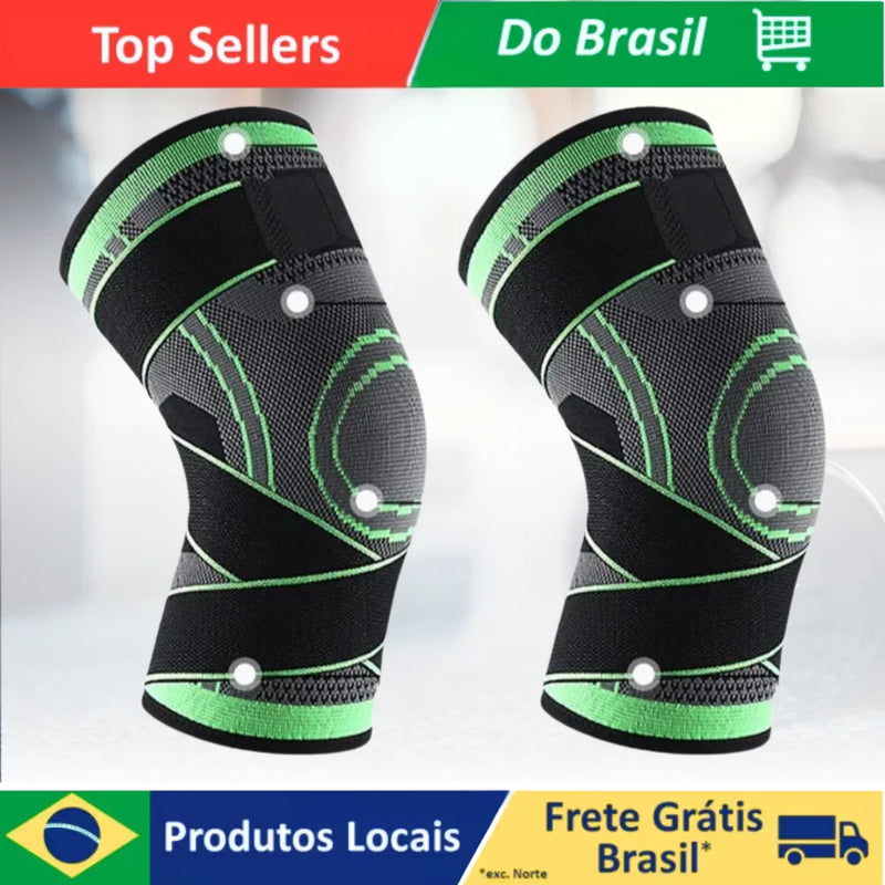 Kit 2 Joelheiras de compressão com alças ajustáveis para corrida, treino e uso esportivo o dia todo
