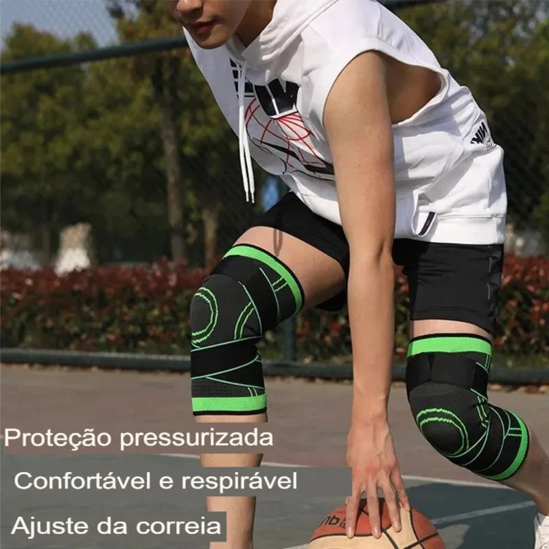 Kit 2 Joelheiras de compressão com alças ajustáveis para corrida, treino e uso esportivo o dia todo