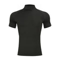 Camiseta esportiva justa para musculação masculina, compressão de verão, gola alta, manga curta.