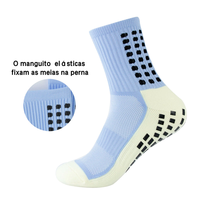 Meias de futebol antiderrapantes masculinas de algodão antiderrapantes