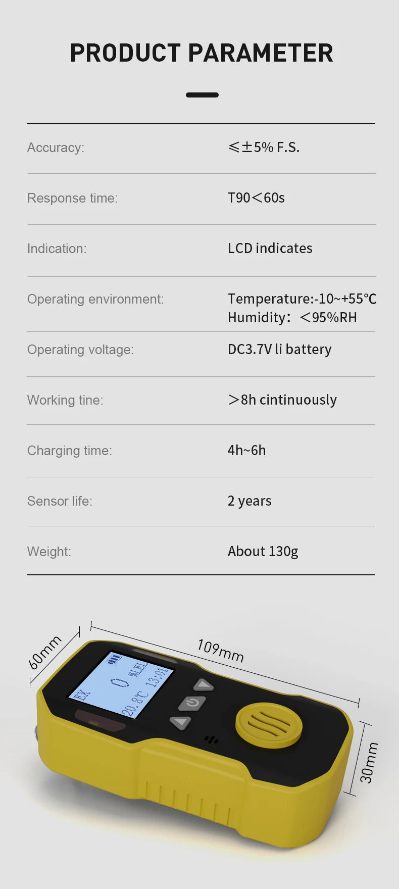 Portable Industry H2/O3/CO/PH3/CO2/H2S/NH3/O2/NO2/NO/EX/CH4 Gas Detector Combustible Gas Alarm detetcor USB charge 0-100%LEL
