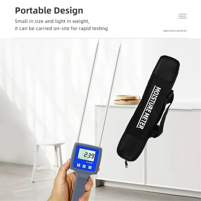 A22I TK100GF Handheld Flour Starch Moisture Tester LCD Digital Display with Backlight Grain Moisture Meter Humidity Tester