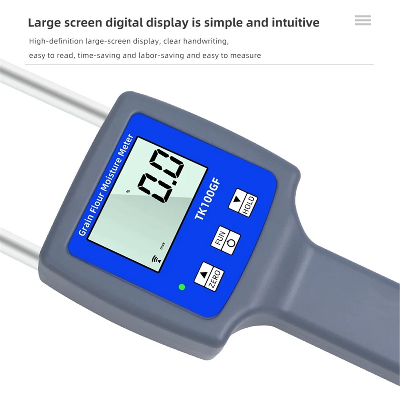 A22I TK100GF Handheld Flour Starch Moisture Tester LCD Digital Display with Backlight Grain Moisture Meter Humidity Tester
